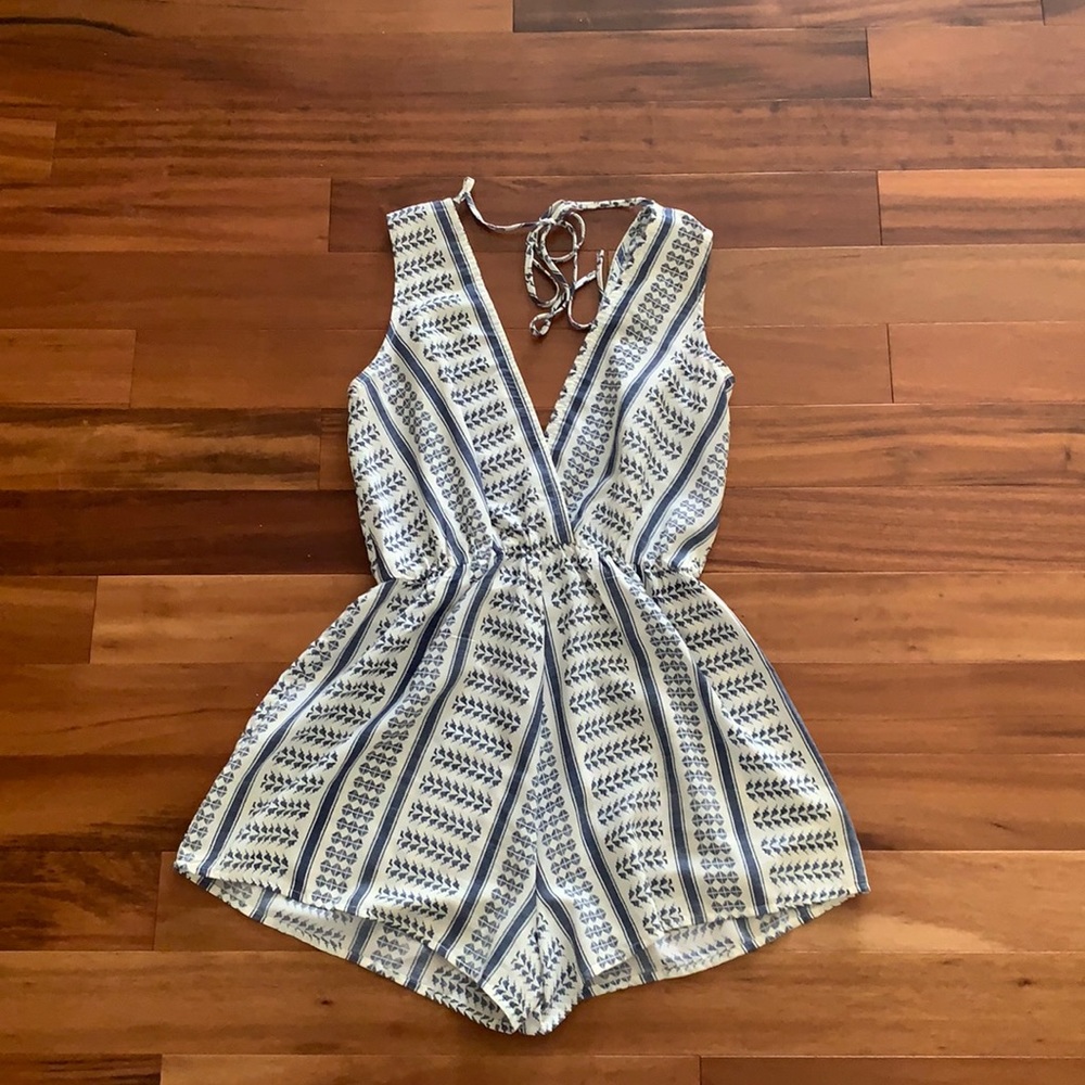 Blue and white romper